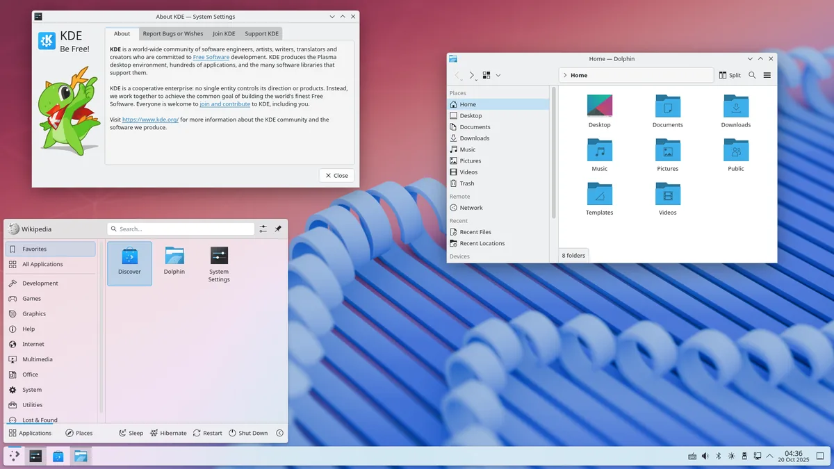 KDE Plasma 桌面截图